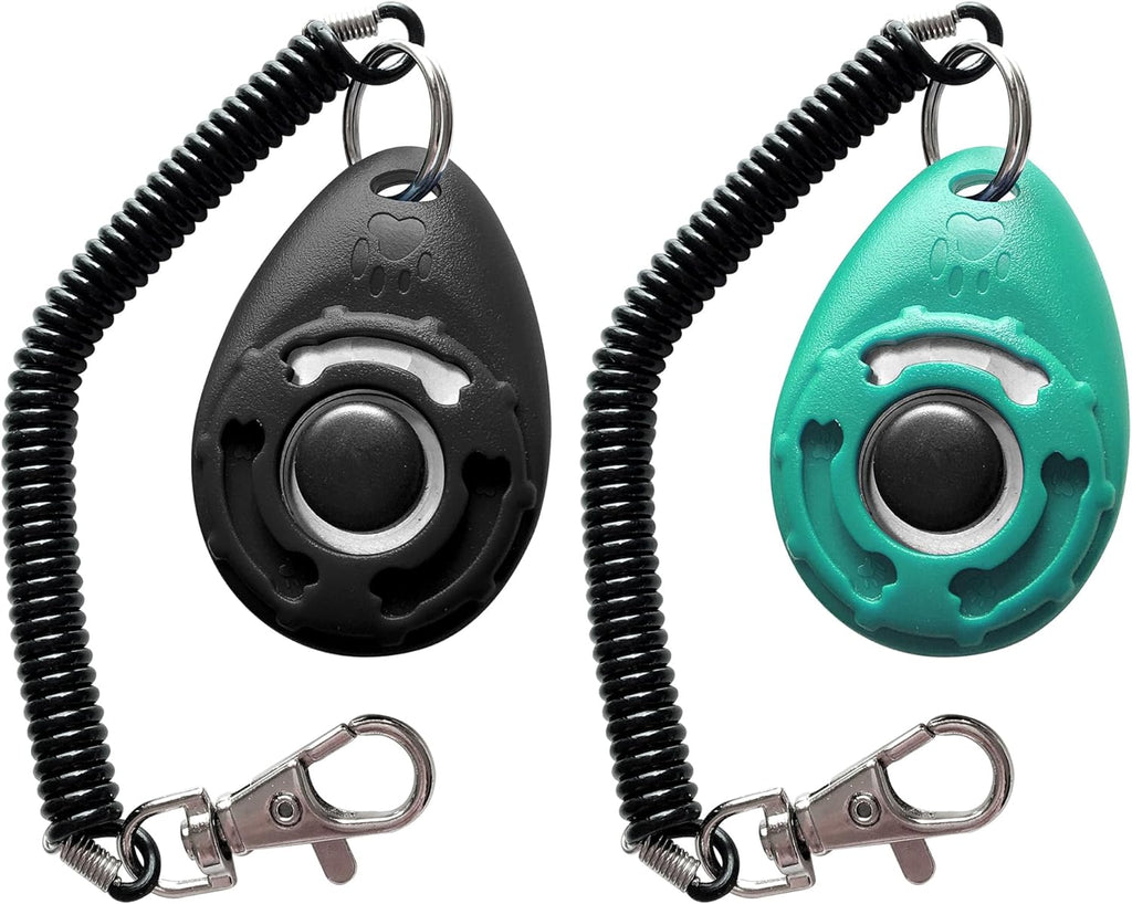 Pet Training Clicker with Wrist Strap - Dog Training Clickers (Black +Bluegreen)