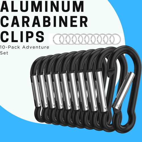 Aluminum Carabiner Clips - Set of 10