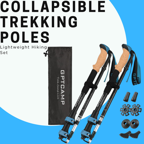 Collapsible Trekking Poles - Lightweight Hiking Sticks (2pc)