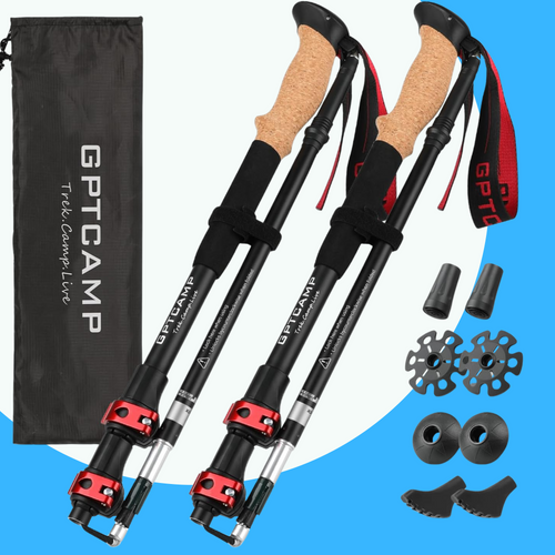 Collapsible Trekking Poles - Lightweight Hiking Sticks (2pc)