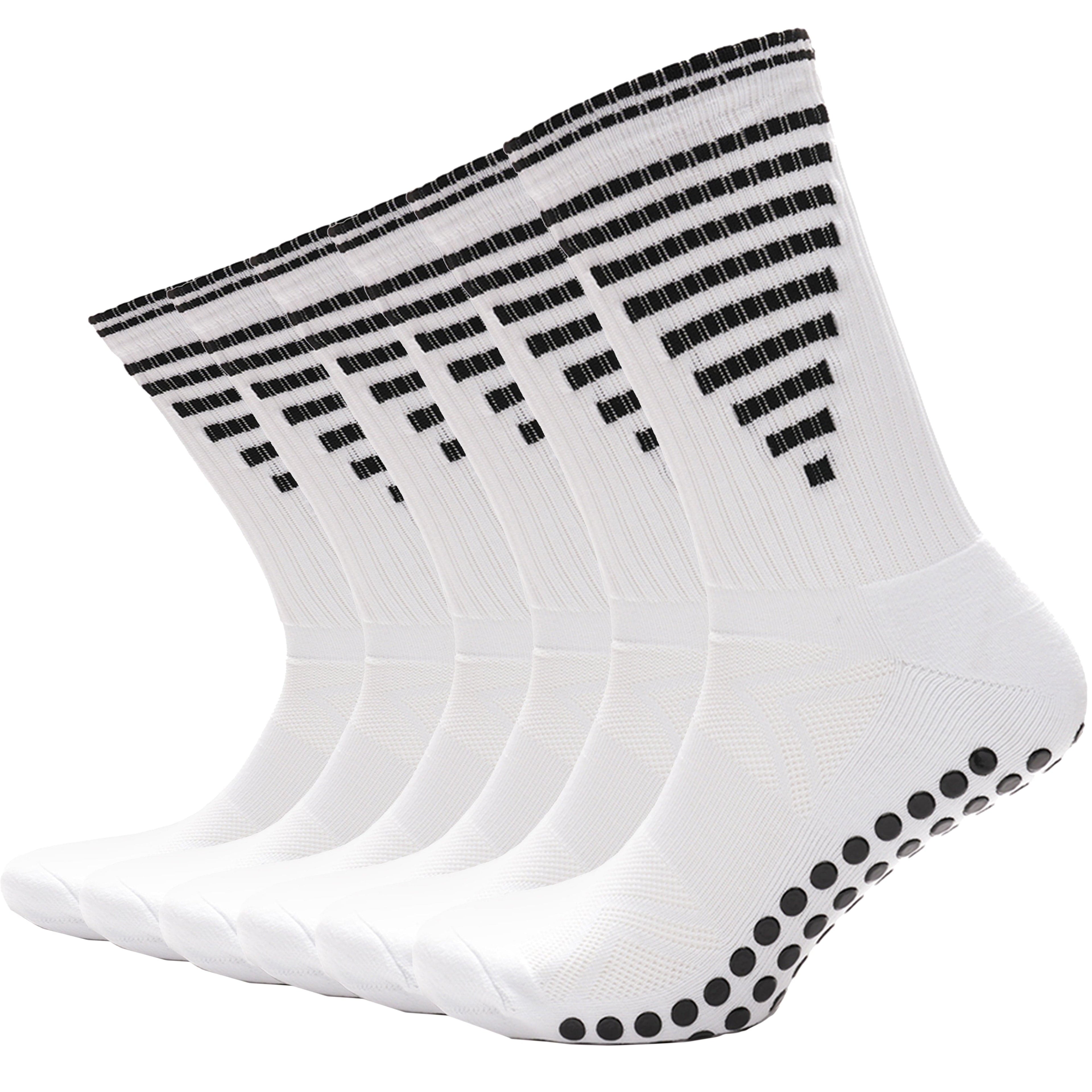 3 Pairs White Anti-Slip, Grip Socks for Men