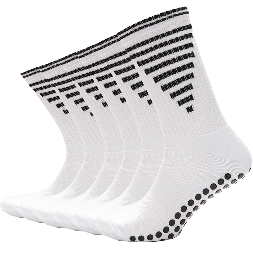 White anti-slip grip socks for yoga and sports - 3 pairs - FitWorldly UK