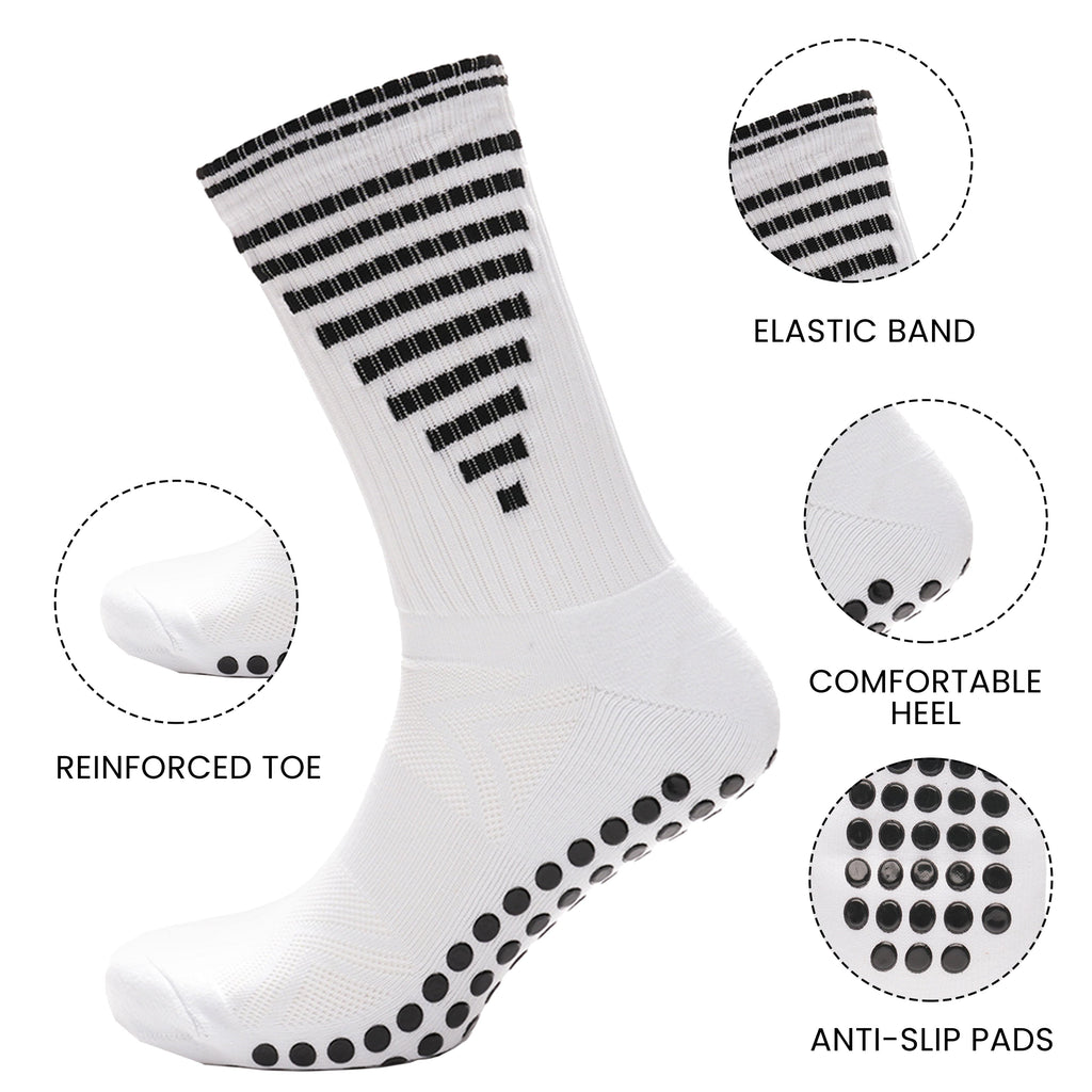 3 Pairs White Anti-Slip, Grip Socks for Men