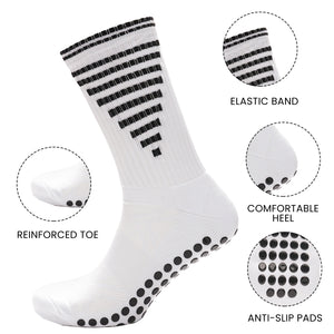 3 Pairs White Anti-Slip, Grip Socks for Men