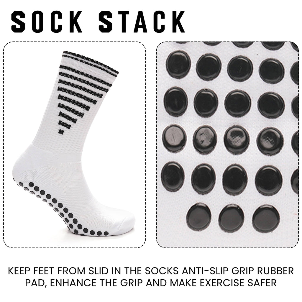 3 Pairs White Anti-Slip, Grip Socks for Men