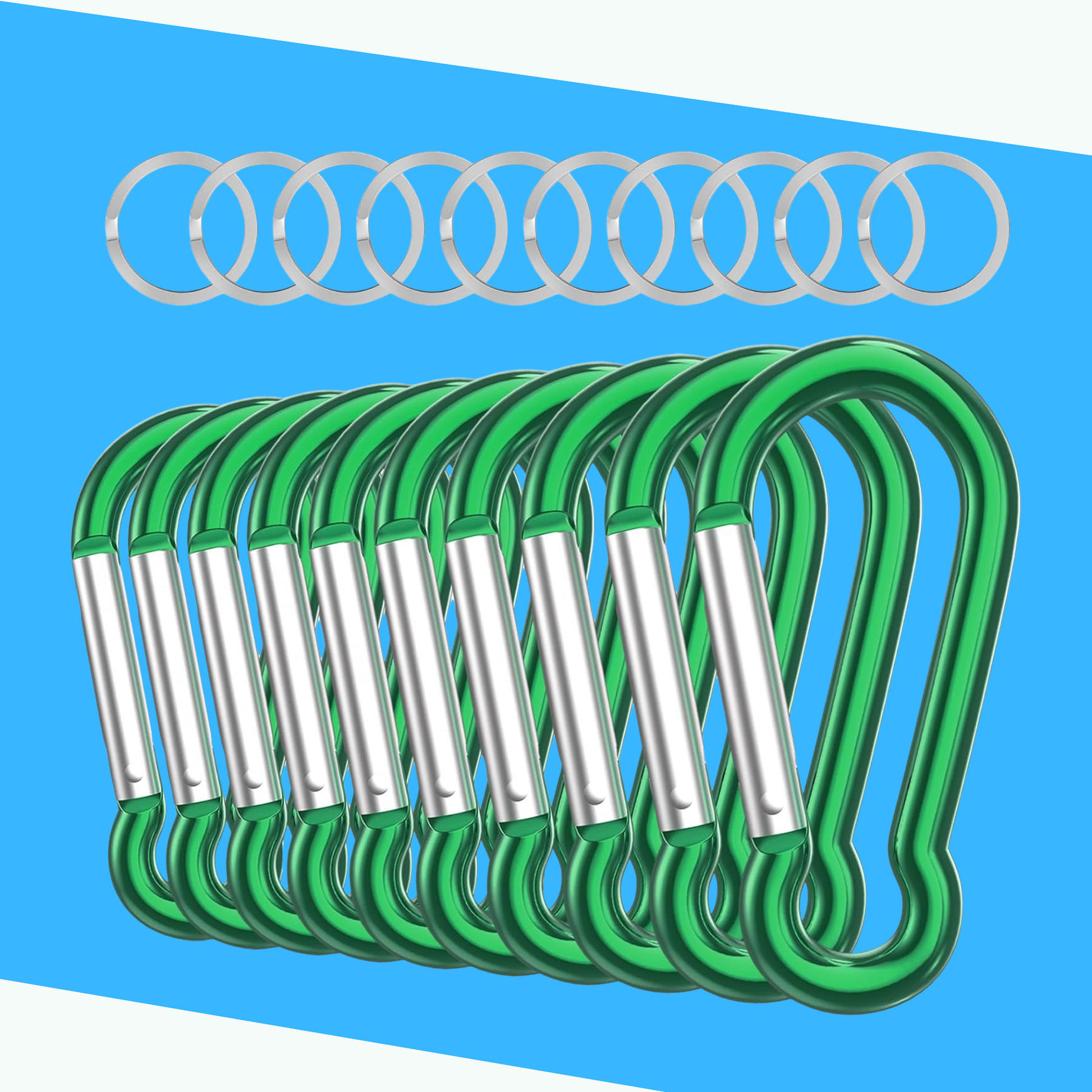 Aluminum Carabiner Clips - Set of 10