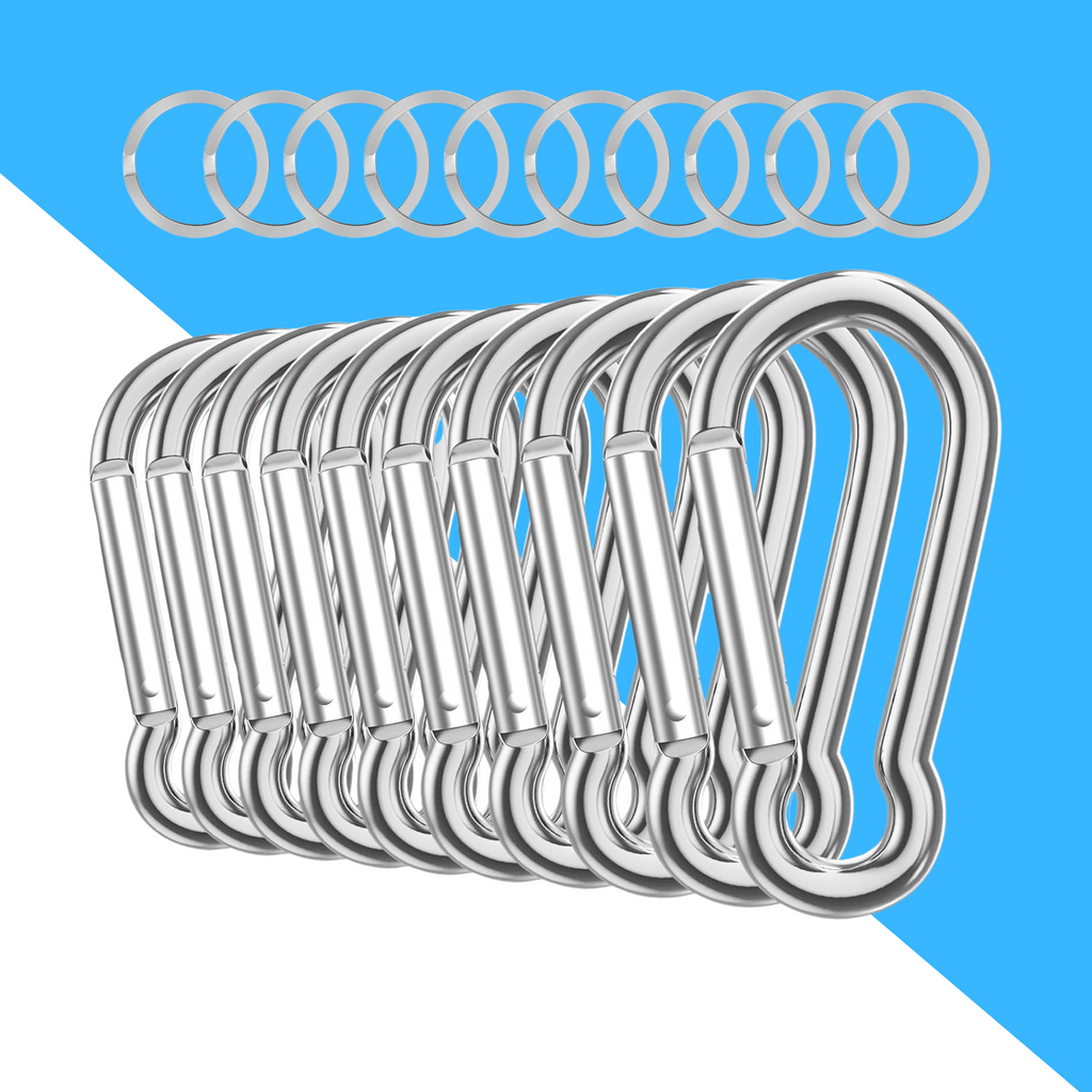 Aluminum Carabiner Clips - Set of 10