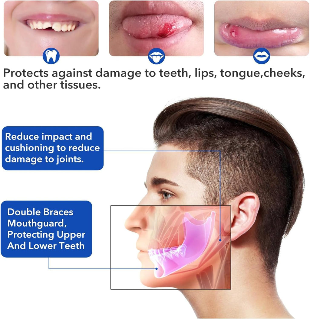 Mouthguard Slim Fit, Adults and Junior Sports Gum Shield Mouth Guard with Case for Boxing, MMA, Rugby, Hockey, Karate, Judo and All Contact Sports. Fitting Technology. (Black & White)