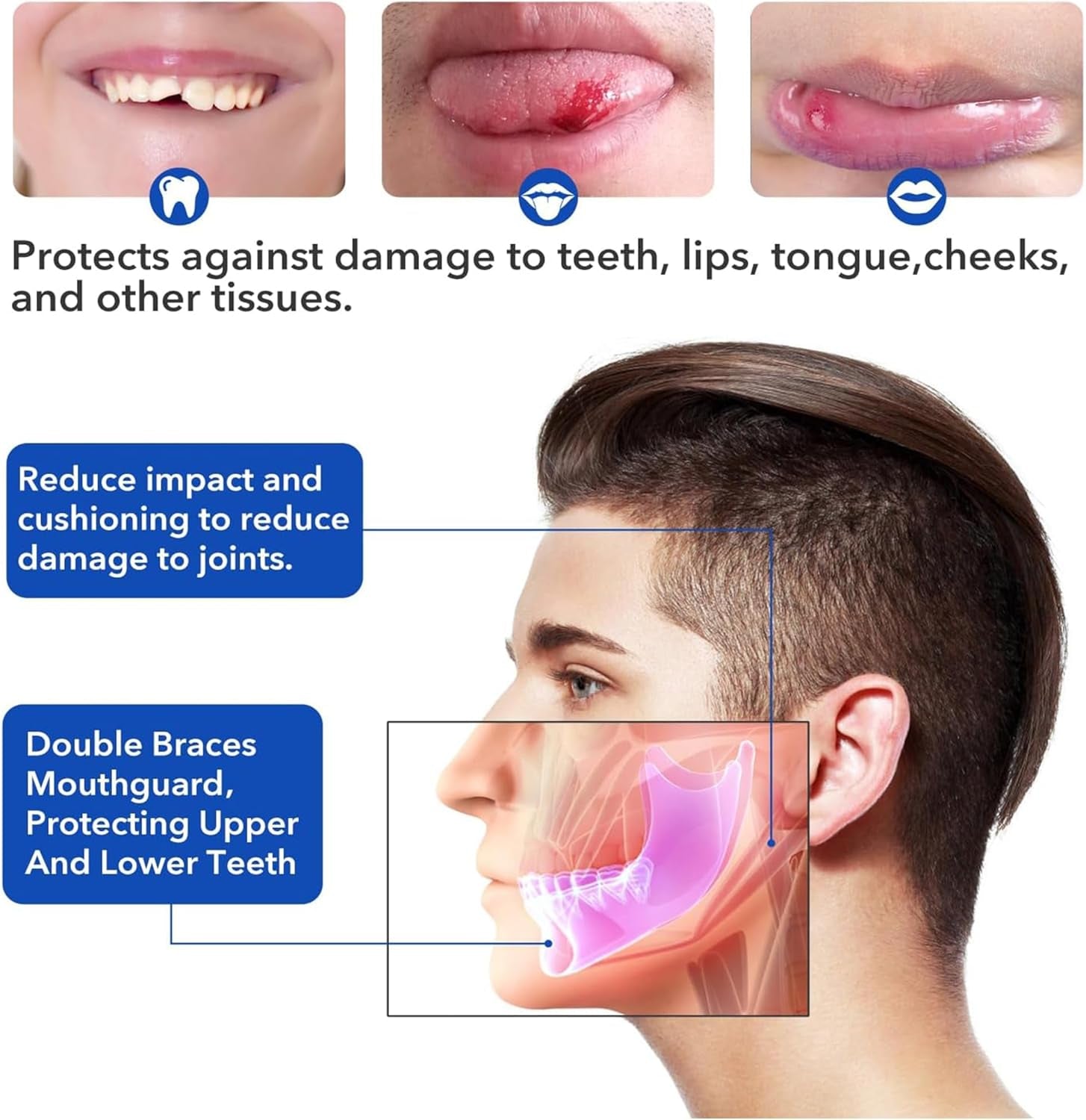 Mouthguard Slim Fit, Adults and Junior Sports Gum Shield Mouth Guard with Case for Boxing, MMA, Rugby, Hockey, Karate, Judo and All Contact Sports. Fitting Technology. (Black & White)