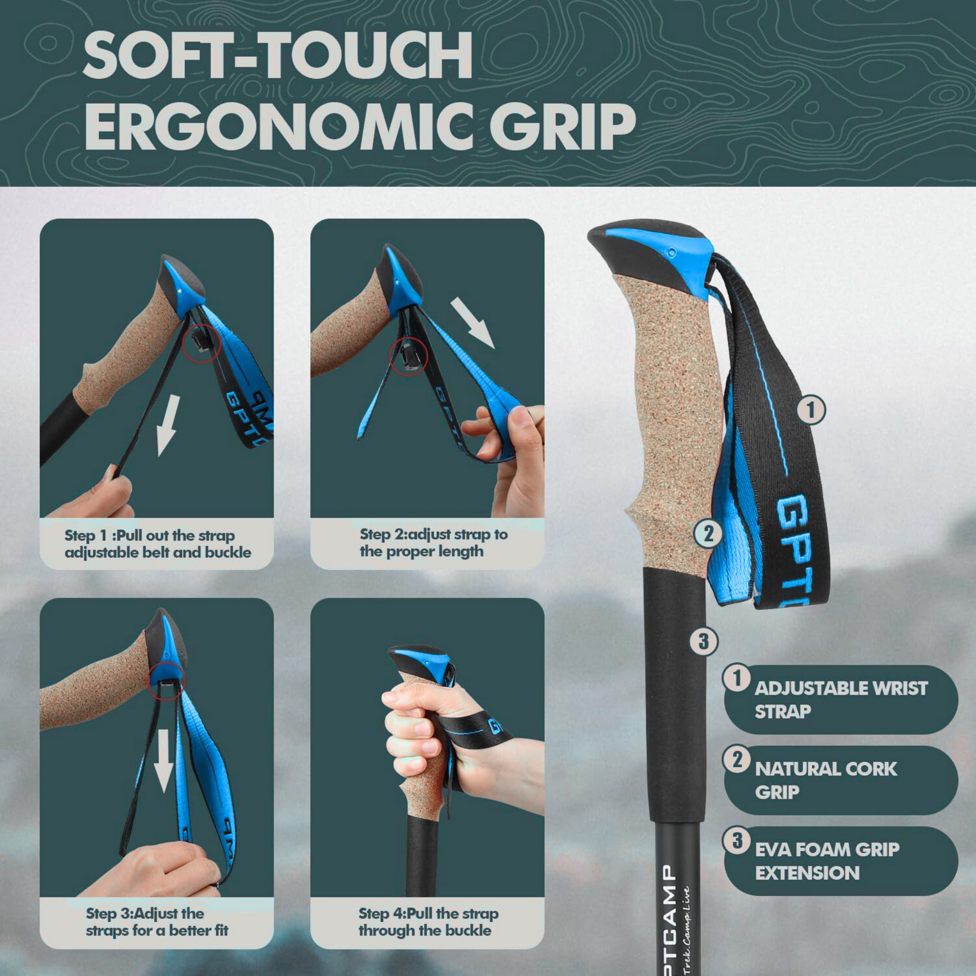 Collapsible Trekking Poles - Lightweight Hiking Sticks (2pc)