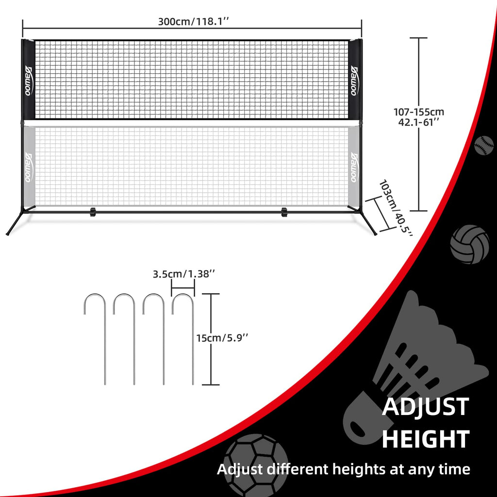 Portable Sports Net Set - Tennis, Badminton, Volleyball & Pickleball - 3M Easy Setup