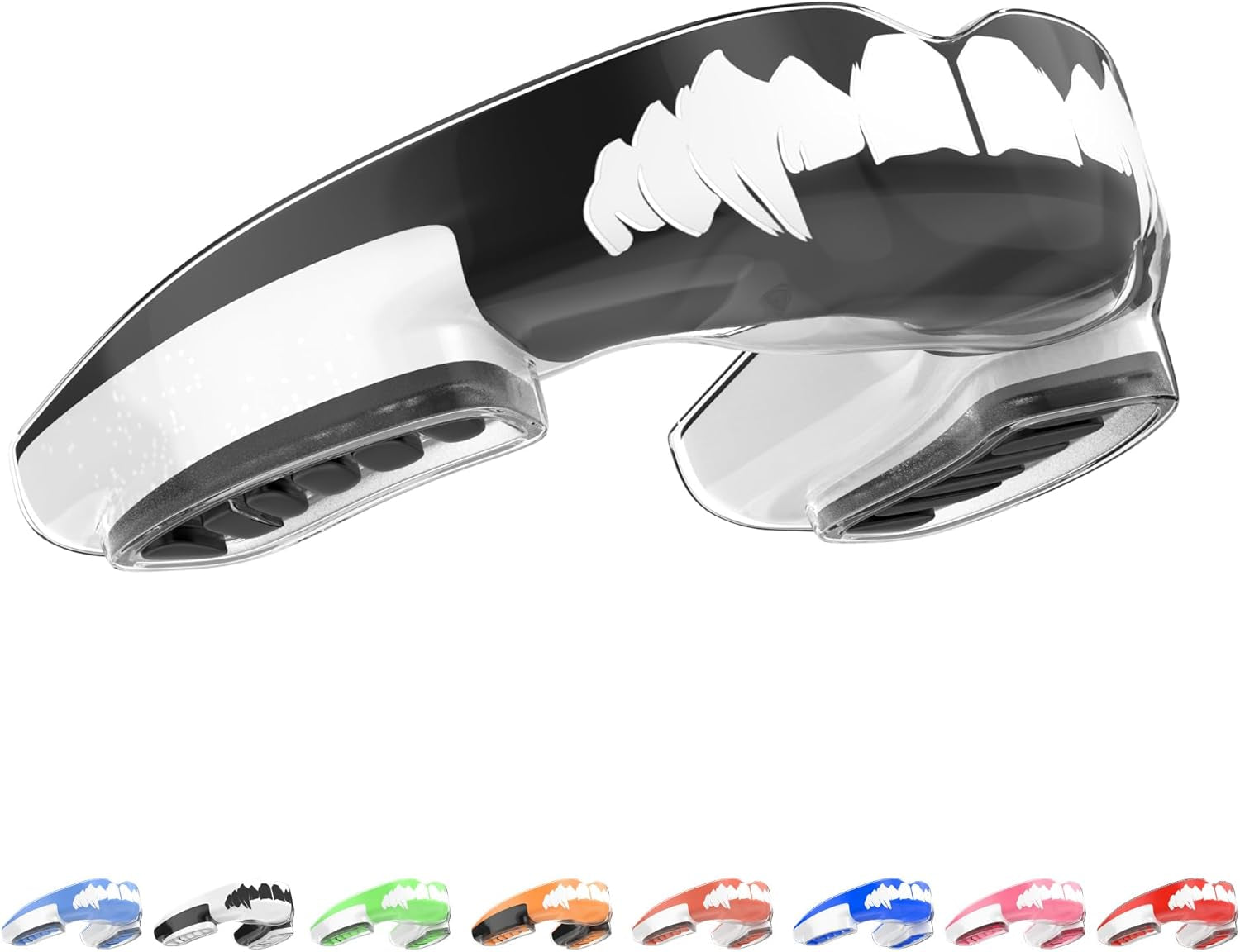 Mouthguard Slim Fit, Adults and Junior Sports Gum Shield Mouth Guard with Case for Boxing, MMA, Rugby, Hockey, Karate, Judo and All Contact Sports. Fitting Technology. (Black & White)