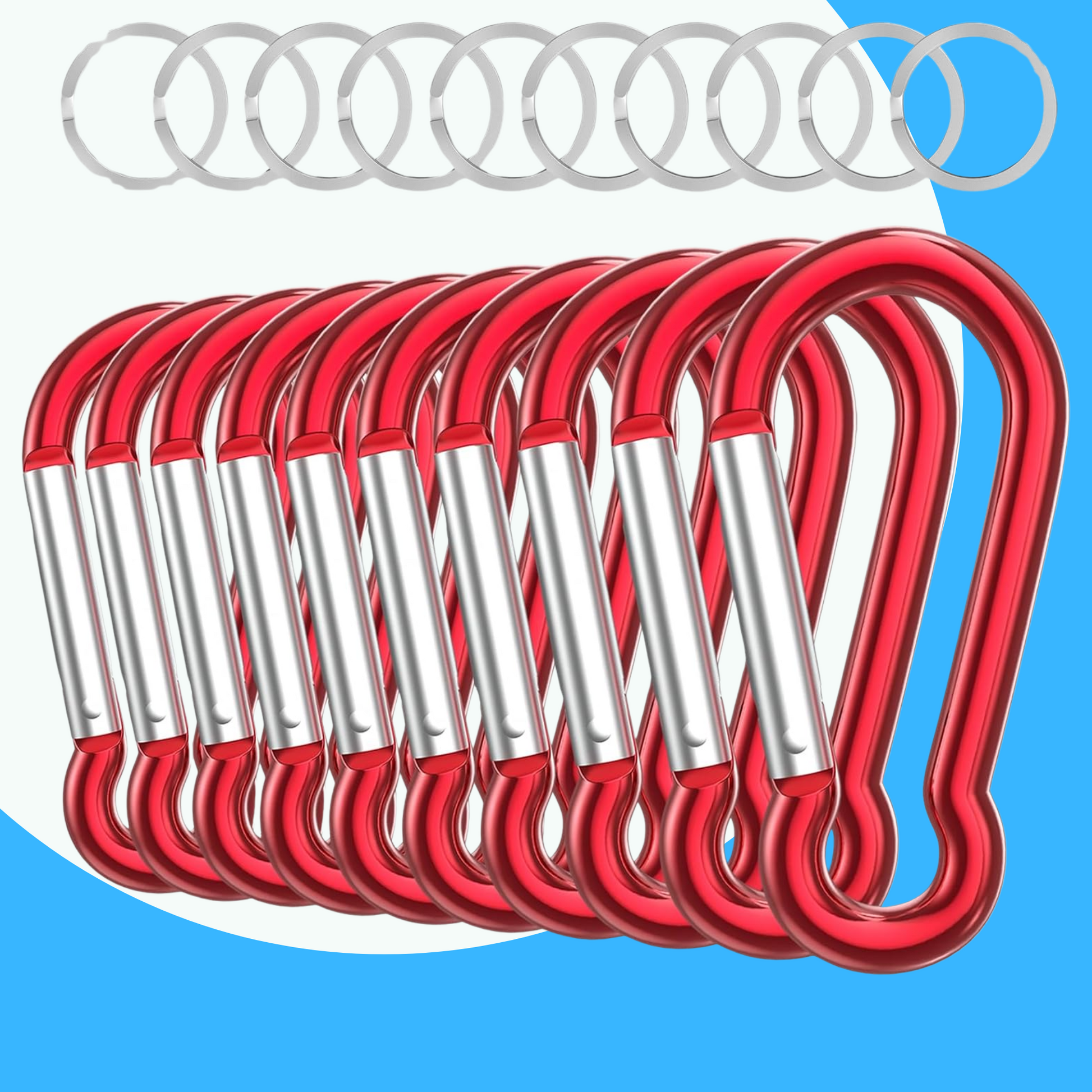 Aluminum Carabiner Clips - Set of 10