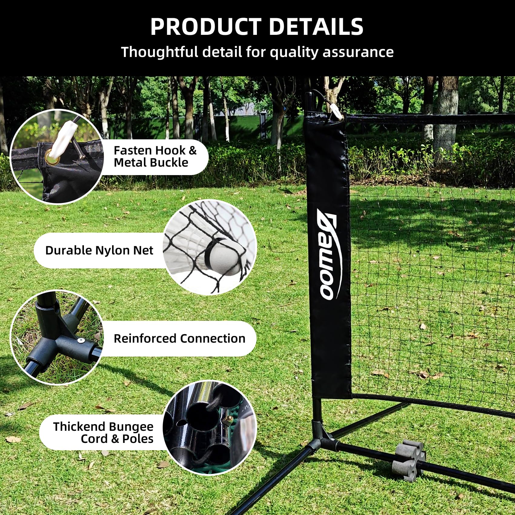 Portable Sports Net Set - Tennis, Badminton, Volleyball & Pickleball - 3M Easy Setup