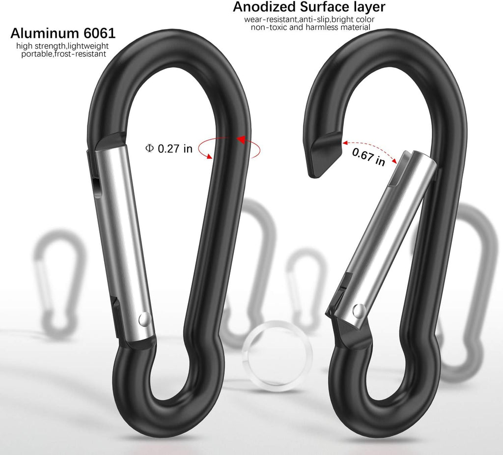 Sprookber Aluminum Carabiner, Caribeener Clips, Spring Snap Hook for Keychain Clip, Set of 10